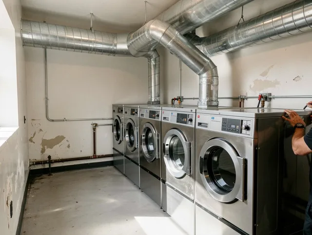 Bradenton Dryer Vent Cleaning team performing large-scale commercial dryer vent cleaning in Bradenton