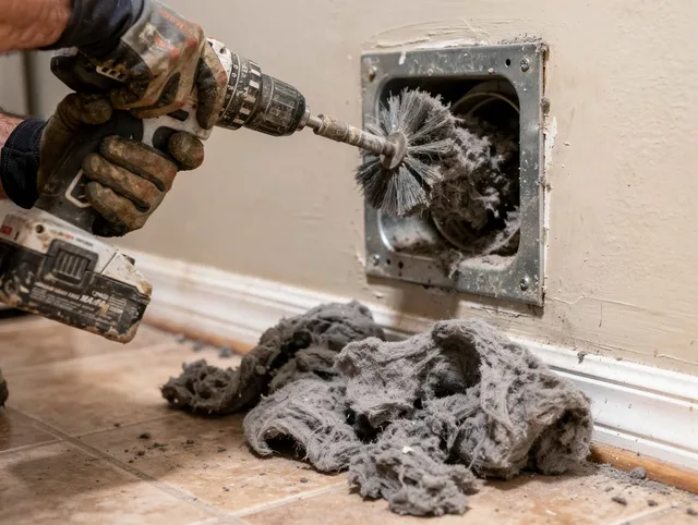 Certified Bradenton Dryer Vent Cleaning technician performing dryer vent cleaning in Bradenton